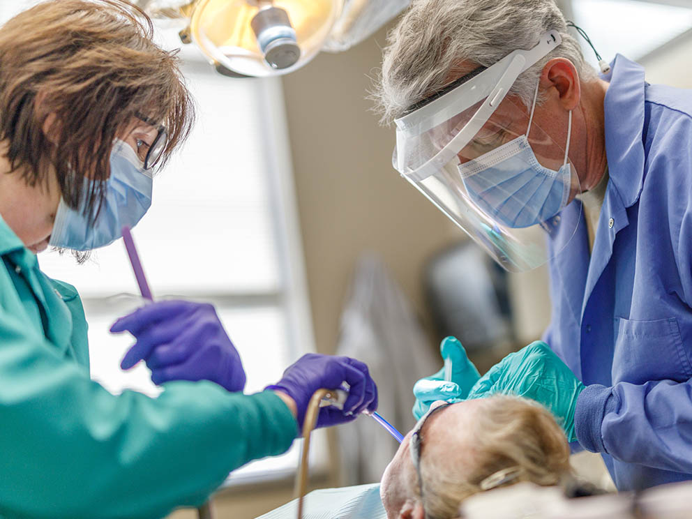 Dental patient receiving care.